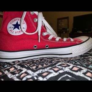 Red high top unisex converse